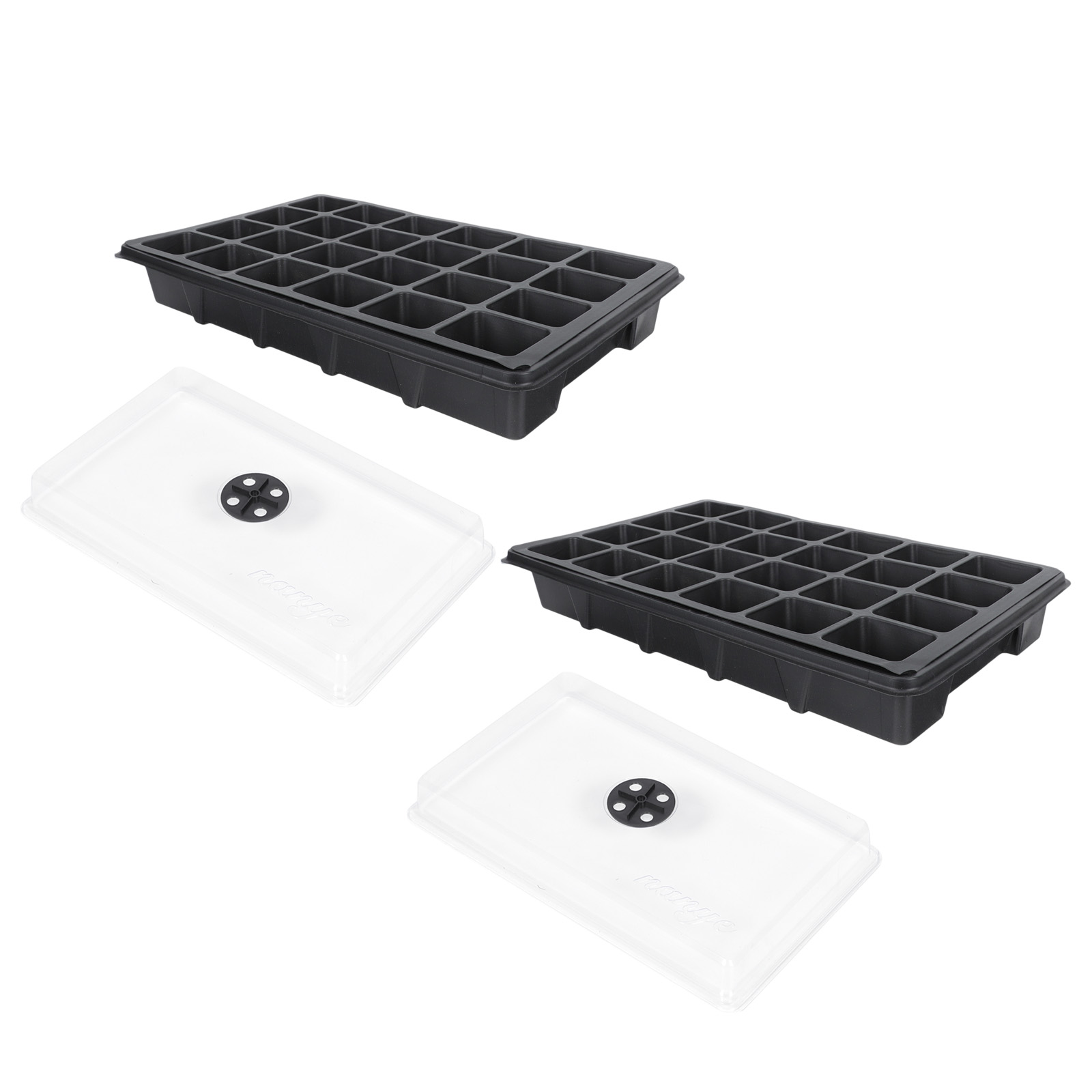 2pcs Garden Growing Trays with Lid Starter Trays 24 Holes Wheatgrass