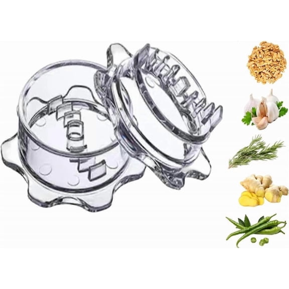 2pcs Garlic Grinder - Ginger, Herb, Nuts & More - Handheld Kitchen Mincer, Dishwasher Safe (Clear)