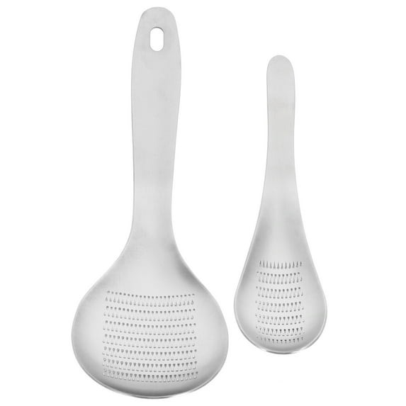 2pcs Stainless Steel Grater Spoon Garlic Ginger Fruit Vegetable Press Crusher Mincer Cutter Cheese Chocolate Zester