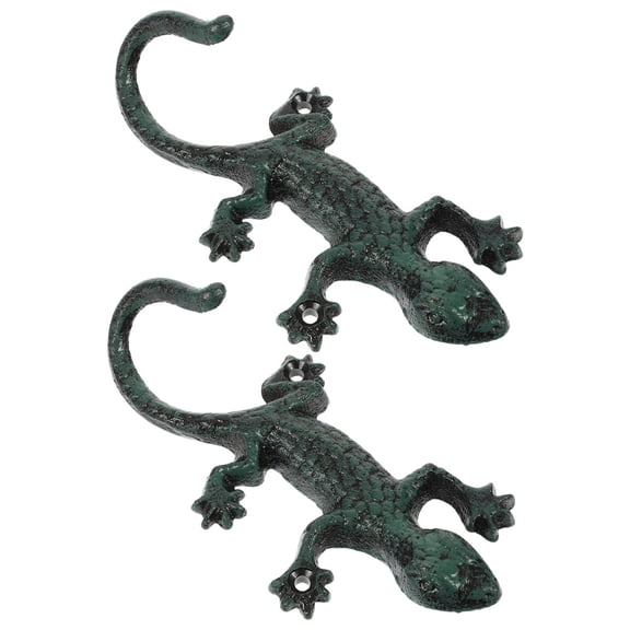 Gecko Shaped Hooks Decorative Wall Mount Key Holder for Home Office Pool Garden 2 Pieces