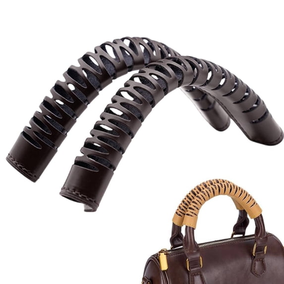 2pcs Genuine Leather Bag Handle Wrap Purse Strap Protector, 5.5x2.5 inch Orange Shoulder Bag Handle Covers Soft Purse Strap Pad for Wallet Tote Bag Suitcase Shopping Bags(Brown)