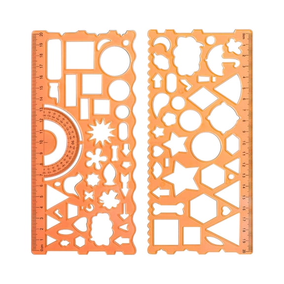 2pcs Geometric Drawing Template Measuring Geometry Ruler, Clear Geometry-Shaped Templates and Measure Rulers for Classroom Office Supplies