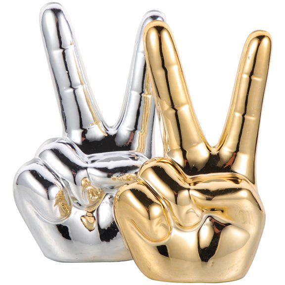 2-Pack Ceramic Gesture Shape Holders, Base Stands for Secure Display and Storage