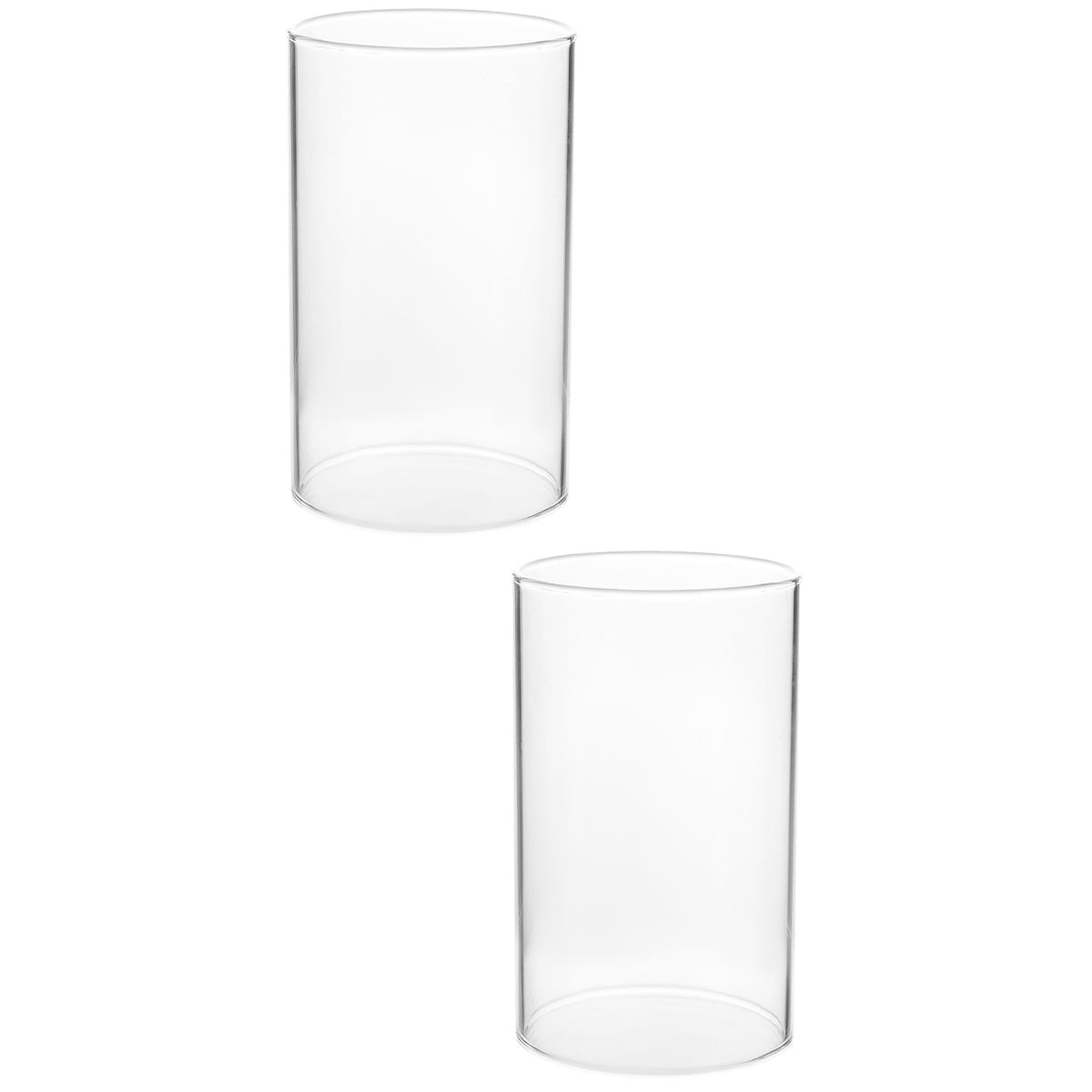 2pcs Glass Candle Cover Glass Candleholder Tube Shade Open Flame Glass Candle Cylinder