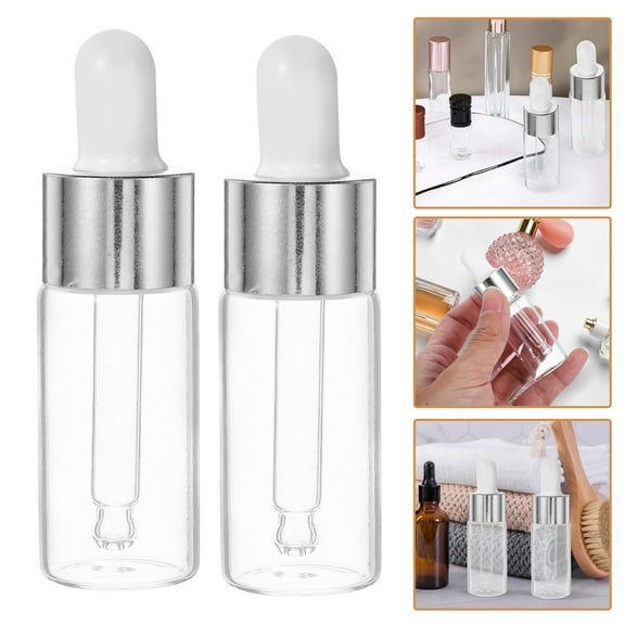 2pcs Glass Dropper Bottles for Essential Oils, Refillable Empty Bottle with Glass Dropper for Cosmetics, Perfumes