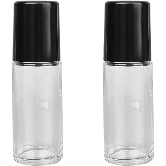 2pcs Glass Roller Ball Bottles Essential Oil Bottle with Plastic Caps Column Clear 3.15x10.3cm Capacity: 30ml(1.01fl. oz) Clear