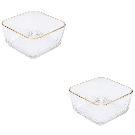 2pcs Glass Serving Bowl Japanese Style Small Dessert Bowl Square Shaped Fruit Salad Bowl