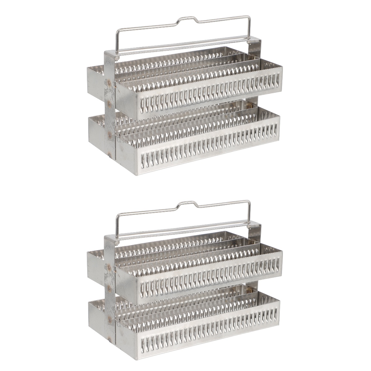 2pcs Glass Slides Rack Stainless Steel Staining Rack Microscope Slides Holder