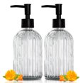 2pcs Glass Soap Dispenser 400ml Refillable Lotion Soap Dispenser for