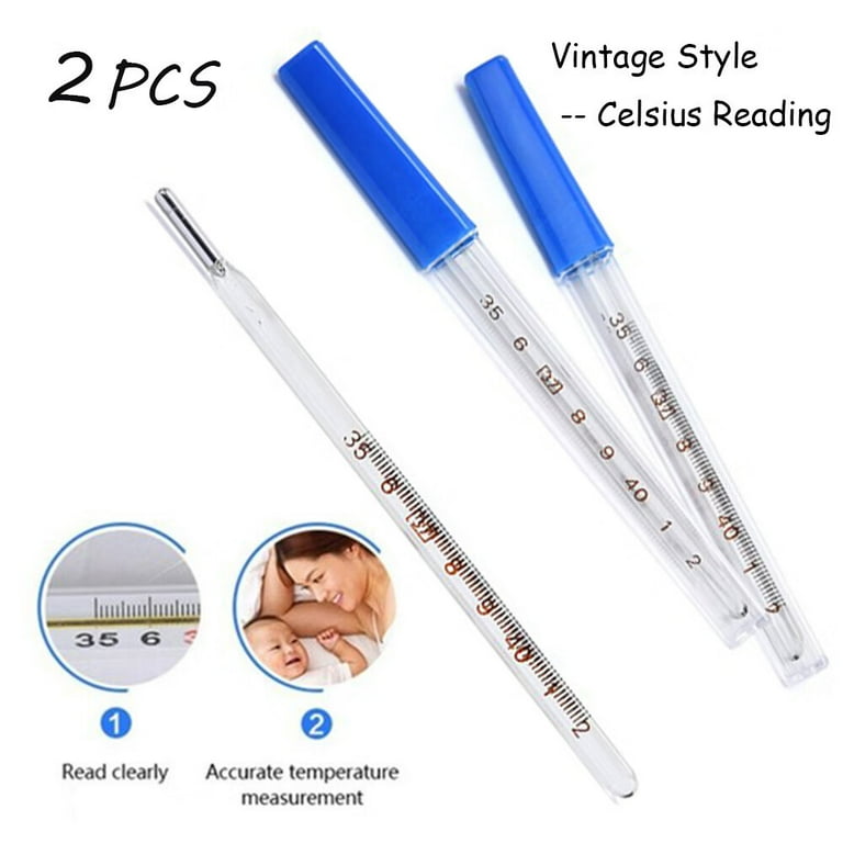 2pcs Glass Thermometer Old School VintageThermometer Triangular Bar Oral Thermometer