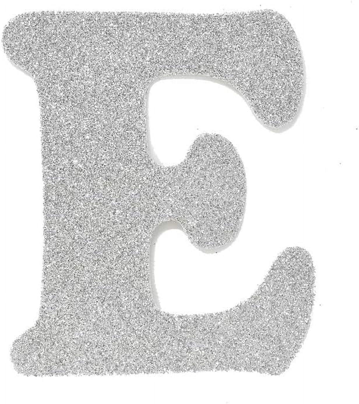 2pcs Glitter Foam Letter Cut Out "E", Silver, 41/2Inch, 12Count