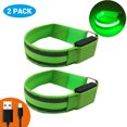 2pcs Glowing in the Dark LED Armbands USB Rechargeable Safety