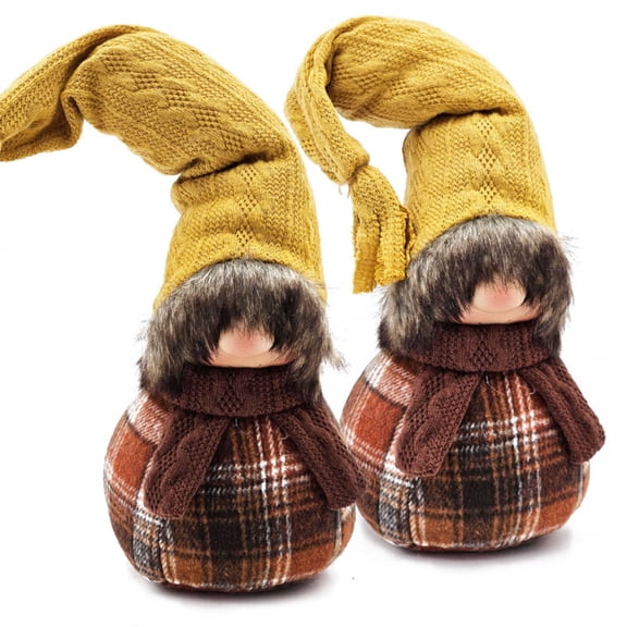 2pcs Gnomes Decorations, Fall Decorations for Fall Thanksgiving Table Decorations arvest Fall Festival & ThanksgivingBrown+Yellow + Polyester Blend