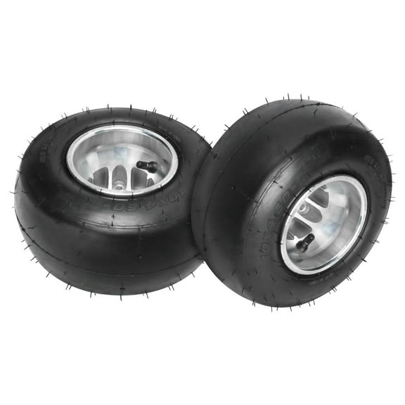 2pcs Go-Kart & Racing Karting Slick Tire 10x4.50-5 Tires and Rim 5" Wheels 3 Stud, 4-Ply, Smooth Tread, Tubeless for Drift Trike Go Cart ATV UTV