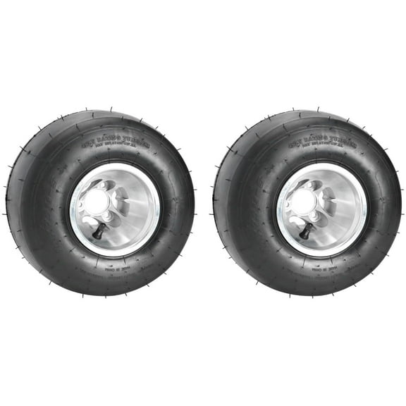 2pcs Go-Kart & Racing Karting Slick Tire 11x7.10-5 Tires and Rim 5" Wheels 3 Stud, 4-Ply, Smooth Tread, Tubeless for Drift Trike Go Cart ATV UTV