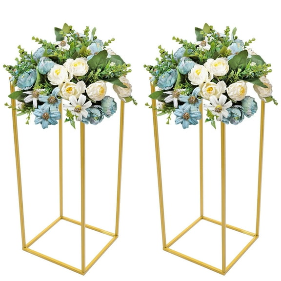 2pcs Gold Flower Floor Stand Metal Backdrop Column Stand for Wedding Event