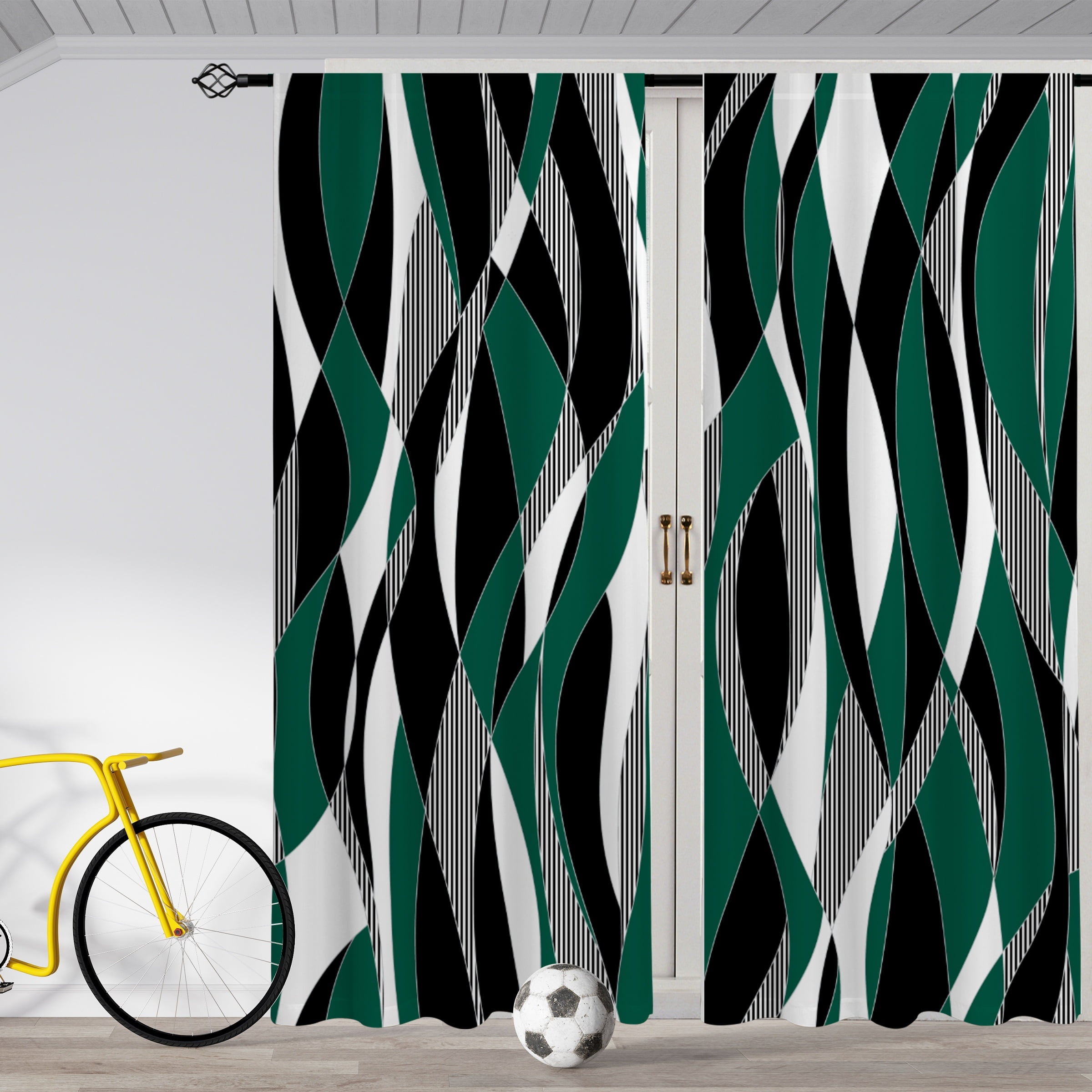 2pcs Gold Luxury Africa Woman Kenya Kids Curtain Blinds Window