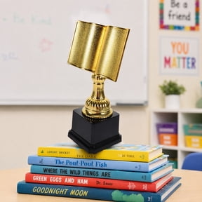 2-Pack Reading Trophy Awards Plastic Book-Shaped Winner Cups Large Trophies for Book Reading Contests and Party Prizes