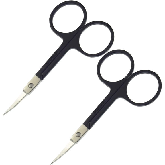 2pcs Gold Silver Eyebrow Scissor Makeup Manicure Scissors Nails Cuticle Scissors Eyebrow Eyelashes Epilator Face Hair Removal Tools (Black)