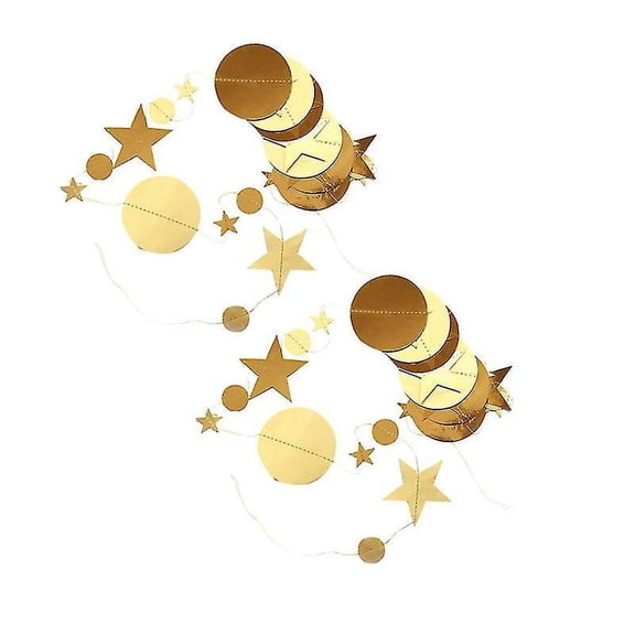 2pcs Gold Silver Star Disc Hanging Flag Creative Shiny Star Round Slice Banners Ornament For Birthday Party Ry Decor Accessories