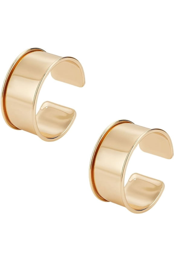 2pcs Golden Grooved Bangles Punk Style Wide Band Open Cuff Bangle Adjustable Alloy Wrist Cuff Wrap Bracelet for DIY Gemstone Leather Inlay Bangle Making 3.45cm Wide