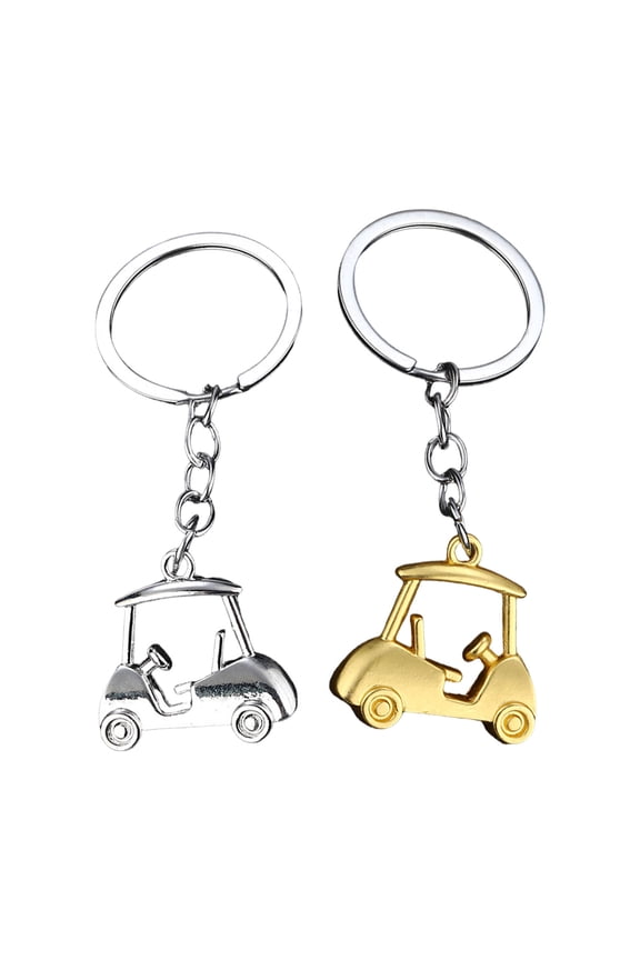 2pcs Golf Cart Keychain Stylish Zincs Alloy Key Rings Souvenir for Sports Players Fashionable Key Chain Accessory
