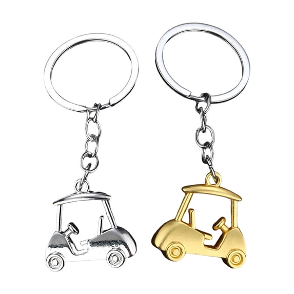 2pcs Golf Cart Keychain Stylish Zincs Alloy Key Rings Souvenir for Sports Players Fashionable Key Chain Accessory