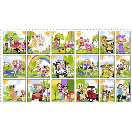 2pcs Golf Happy! Fabric Panel for Quilting