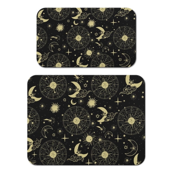 2pcs Gothic Starry Night Coffee Maker Mat - Eco-Friendly Non-Slip Absorbent Mat for Countertops & Coffee Bars