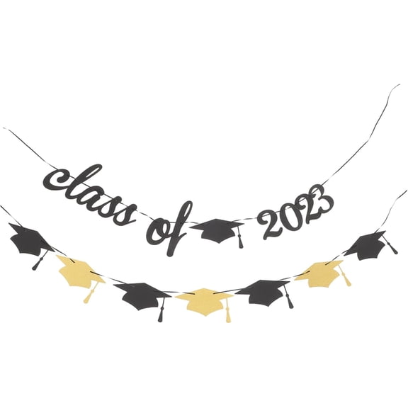 2pcs Graduation Cap Banner Congrats Banner for Graduation Decorations Easy to and Foil for School Events and Celebrations