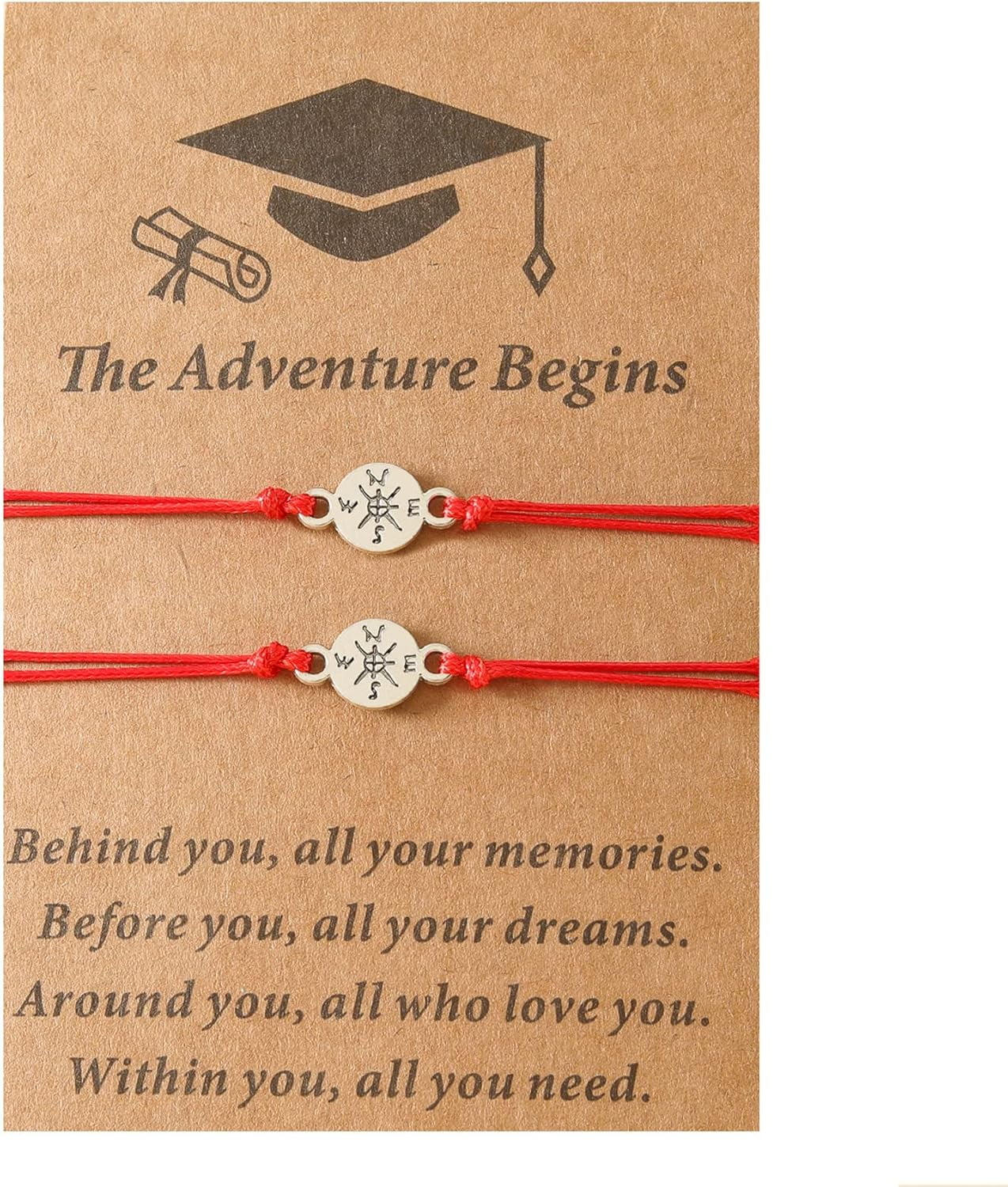 2pcs Graduation Compass Friendship Bracelets Set Matching Relationship ...