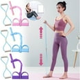 thumbnail image 1 of 2pcs Gray-Handle 8-Figure & 6-Tube Fitness Resistance Belt, Pedal Ankle Tractor/Sit-Up Rope, Handle Equipped for Stretching/Exercise, for Home/Gym Workouts, Boosts Strength & Flexibility, Purple, 1 of 9