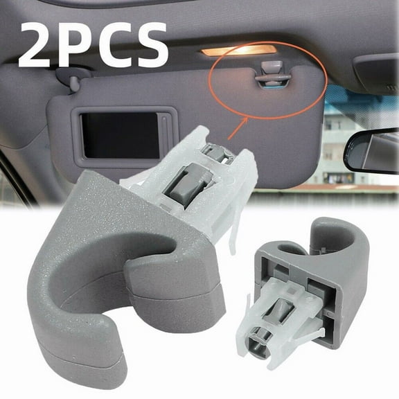 2pcs Gray Sun Visor Clip Fit For Toyota For Camry For Corolla For Highlander