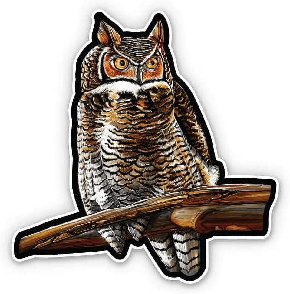2pcs Great Horned Owl 3" Vinyl Sticker for Car Laptop IPad Phone