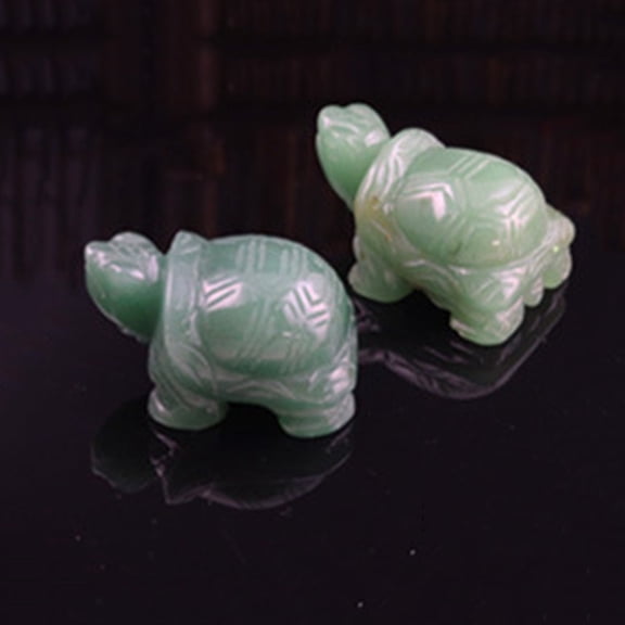 2pcs Green Aventurine Carved Tortoise Figurines Reiki Stones Statues for Balancing 41.5x28.5x21mm