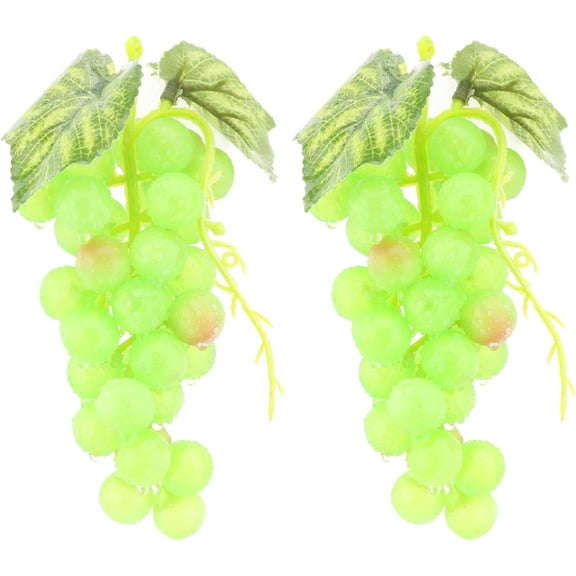 2pcs Green Simulation Grapes, Fake Fruit Grape Decoration for Kitchen, Home, Thanksgiving, Christmas, and Fruit Basket Decorations (36 pieces)