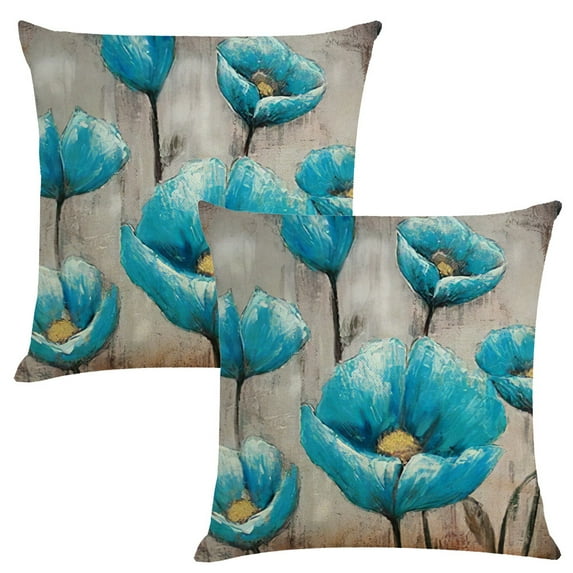 2pcs Green plant cotton hemp hug pillowcase Car hug pillow cushion Sofa cushion does not include pillow core - style:style1;