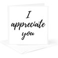 2pcs Greeting Card I appreciate you. Black script lettering on a