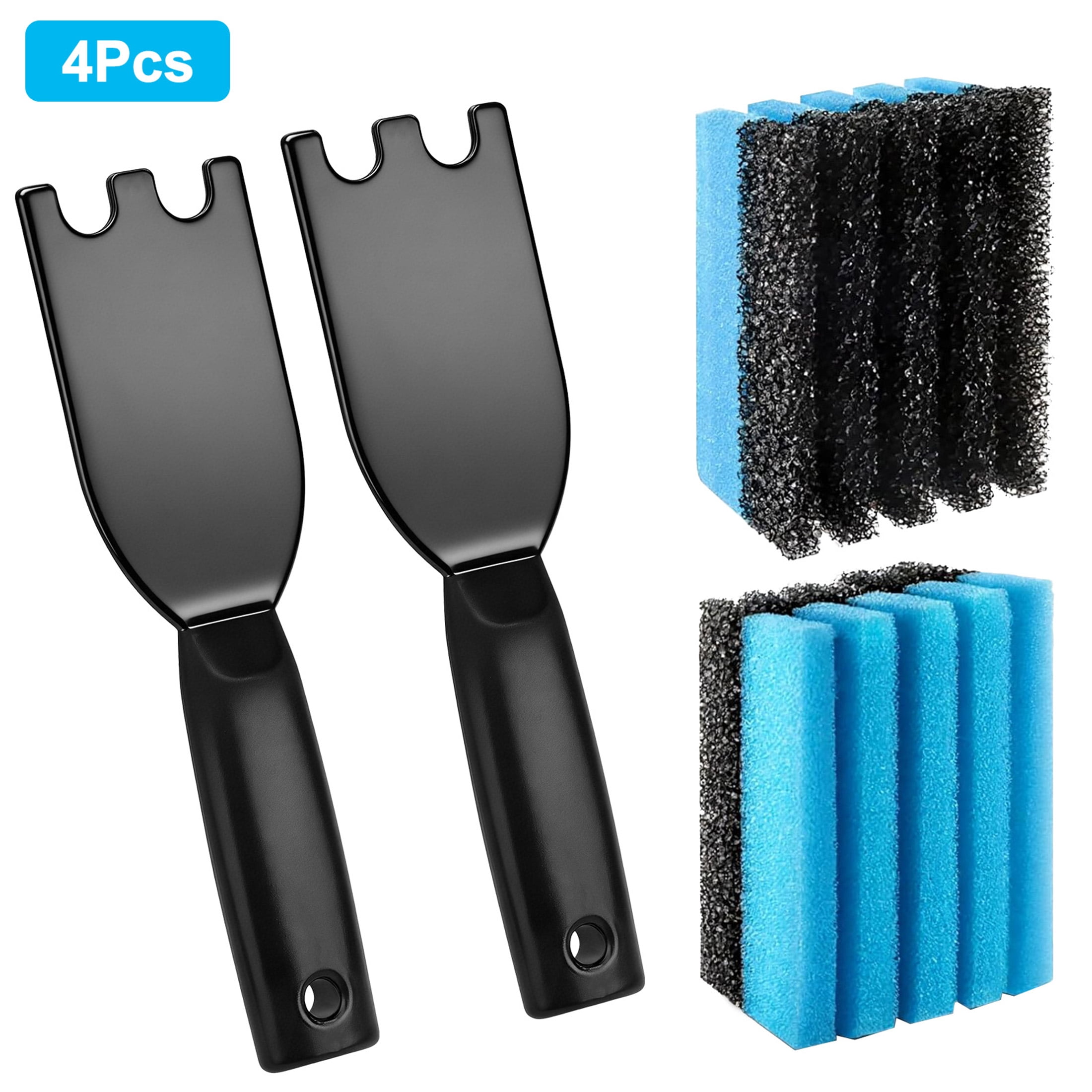 2pcs Grill Cleaning Sponge Brush and 2pcs Scraper Set, EEEkit Cleaner Tool with Ergonomic Handle for Panini Grill Press