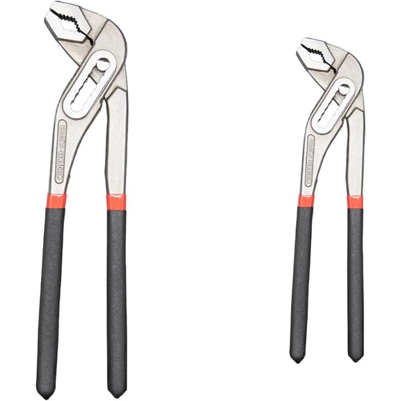 2pcs Groove Joint Pliers Set (10, 8 Inch) - Adjustable Water Pump & Straight Jaw Slip Joint Pliers for Home, Auto Repair, Gripping Nuts, Bolts, Pipes & Fittings