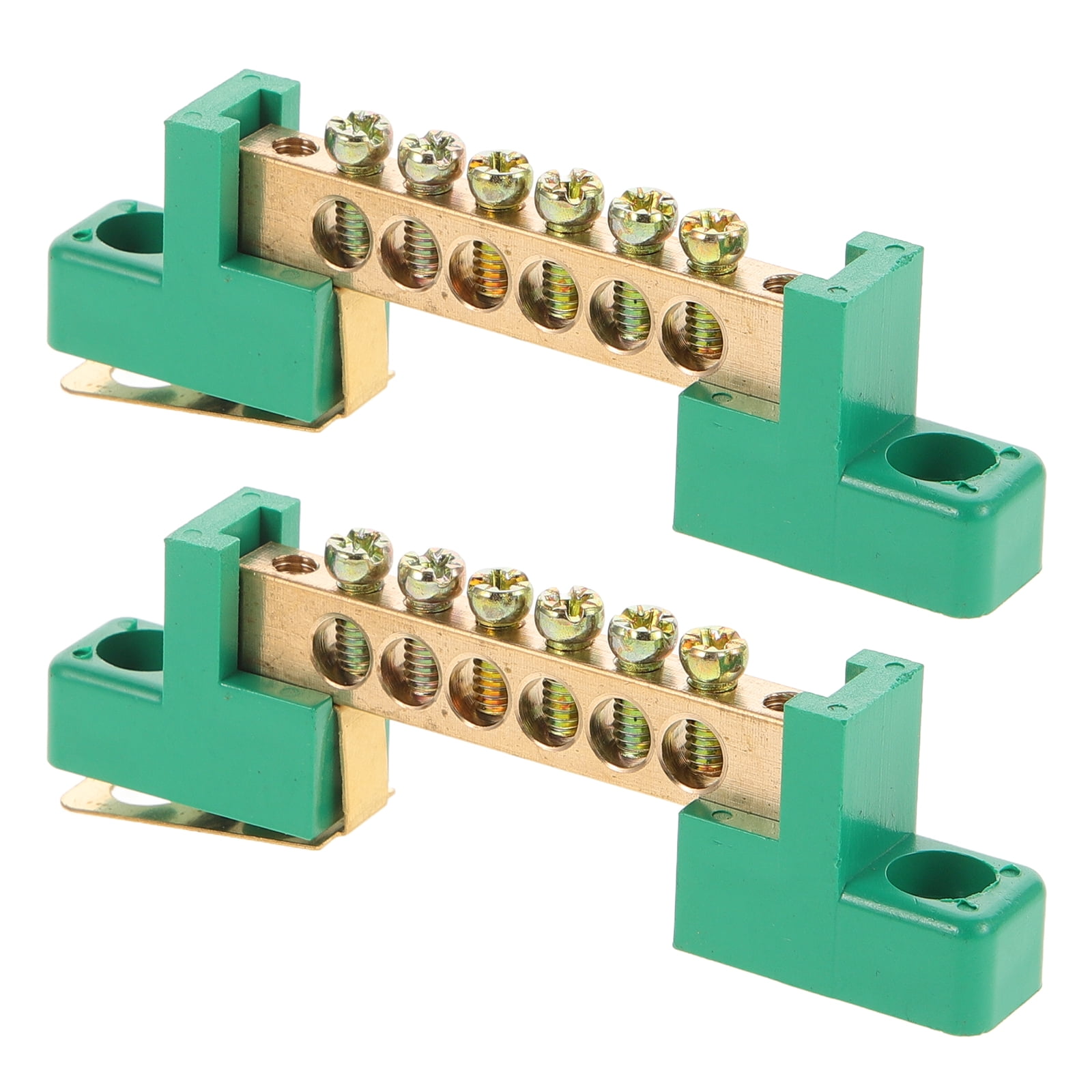 2pcs Ground Bus Bars Electrical Grounding Bars 6 terminals Ground Bar