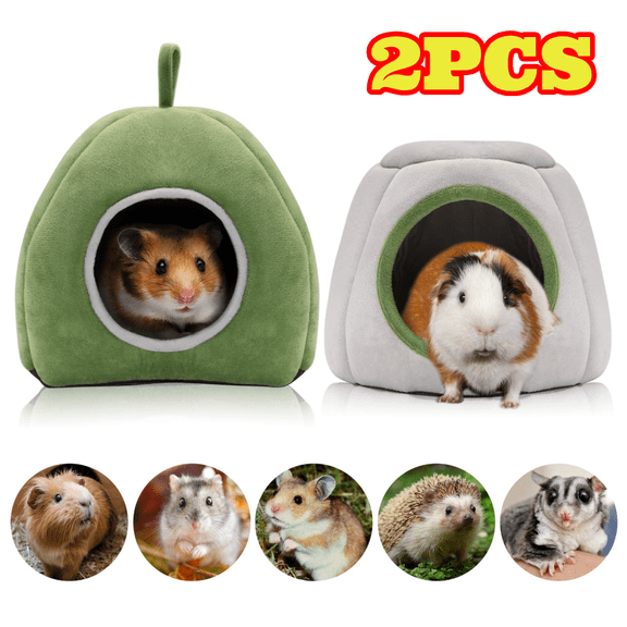 2pcs Guinea Pig Bed, Washable Cage Accessories Small Animal Bed Hideout for Guinea Pig, Chinchilla, Hamsters, Hedgehog