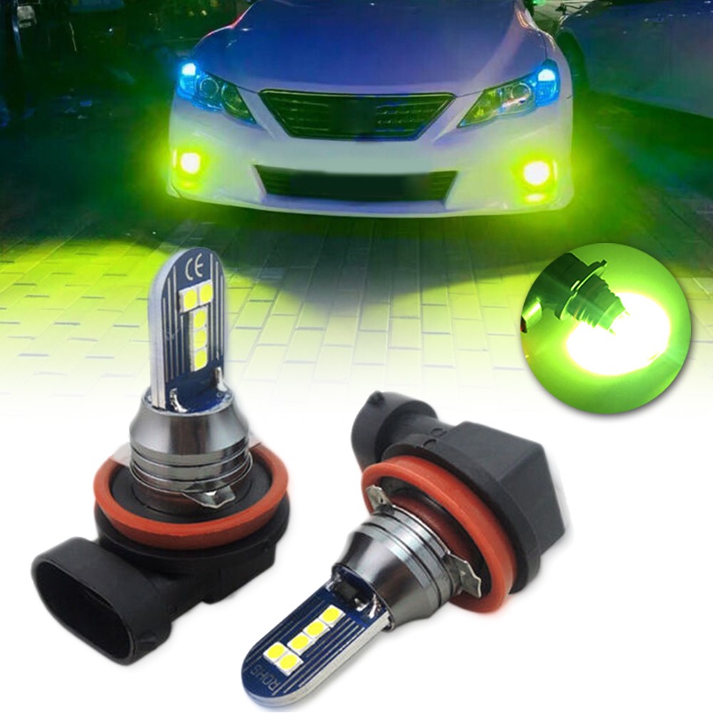 2pcs H11 H8 LED Bulbs Super Bright Lime Green LED Bulbs Car Truck Fog ...