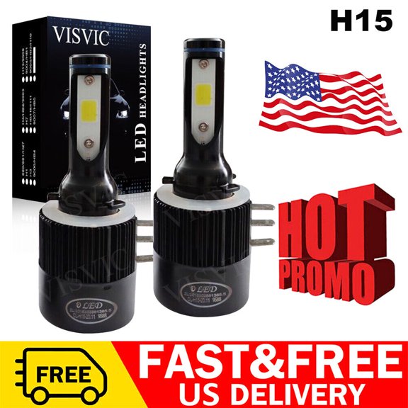 2pcs H15 LED Headlight Bulb Canbus Error Free High Beam DRL CSP 120W LD2261