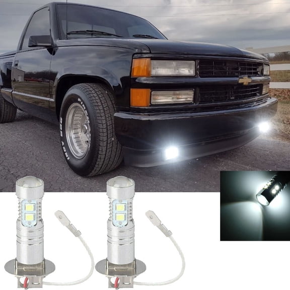 2pcs H3 LED 6000K White Fog Driving Light Bulbs For Chevy C/K 1500 2500 3500 Etc