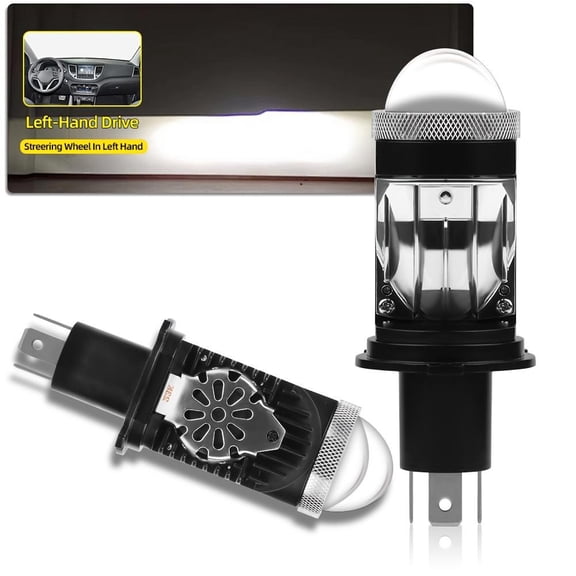 2pcs H4 Ultra Bright 6000K White Light CSP LED Headlights, High Lumen 29000LM/pair, Lens for Perfect Beam, Built In Driver with Fan, Long Life