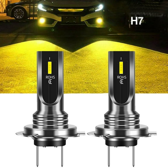 2pcs H7 LED Headlight Bulb 3000K Yellow Replacement for Hi/Low Beam