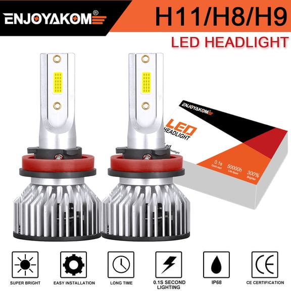 2pcs H8 H9 H11 Low Beam Bulb For Honda Ridgeline 2017-2020 6000K H11 LED Headlights Bright White