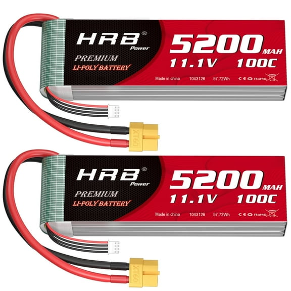 2pcs HRB 3S 5200mAh 11.1V LiPo Battery XT60 for RC Car Helicopter Airplane FPV
