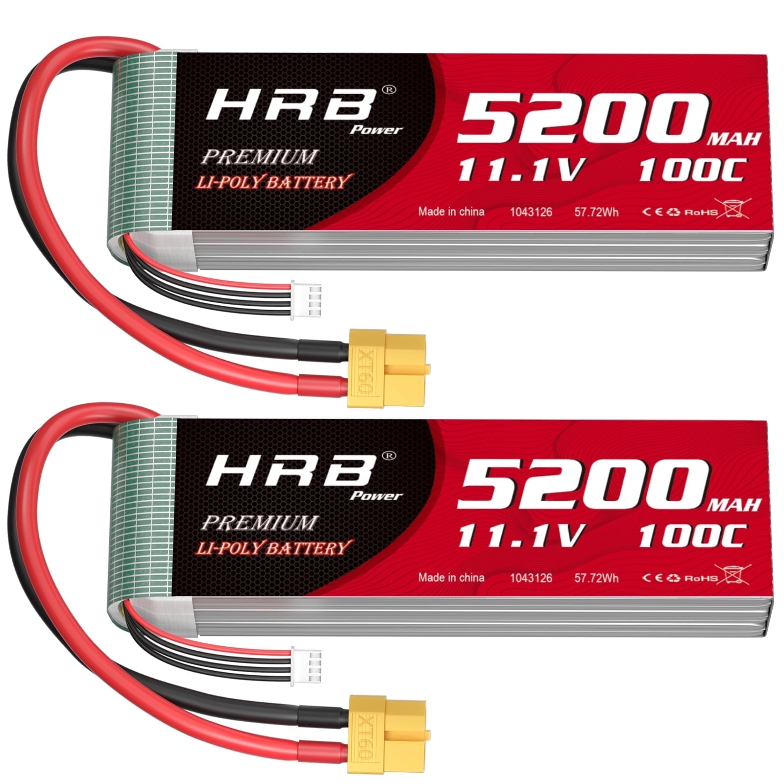 2pcs HRB 3S 5200mAh 11.1V LiPo Battery XT60 for RC Car Helicopter Airplane FPV